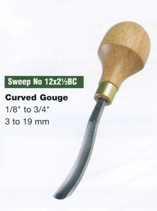 Curved Gouge Blockcutter (Sweep 12x2 1/2BC) - Click Image to Close