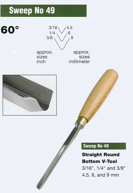 Round Bottom Straight V-Tool (Sweep 49) - Click Image to Close
