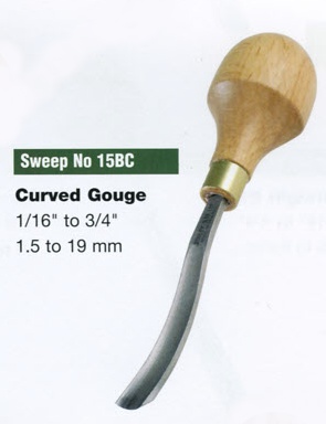 Curved Gouge Blockcutter (Sweep 15BC) - Click Image to Close