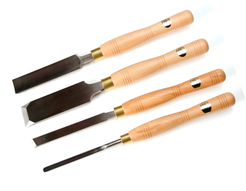 Green woodworker set of four tools
